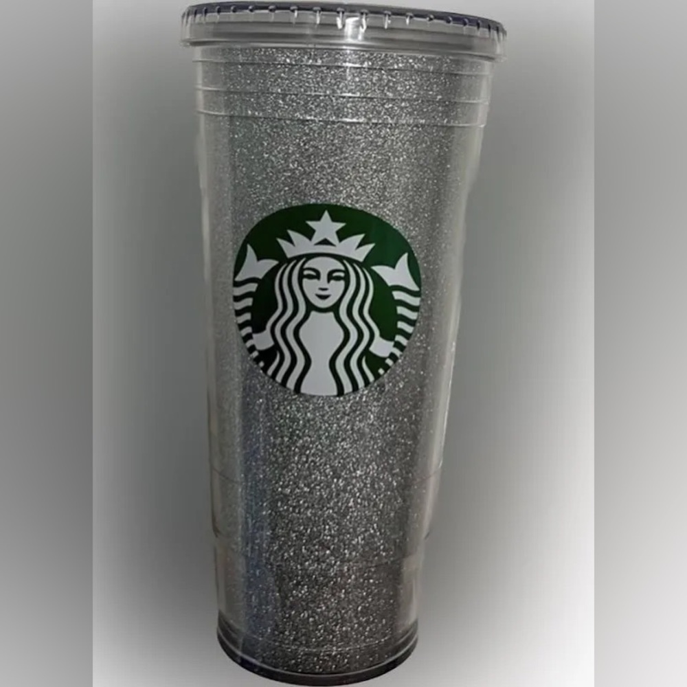 STARBUCKS Silver Glitter Mermaid Logo Cold Cup Venti TUMBLER 20 Oz Authentic
